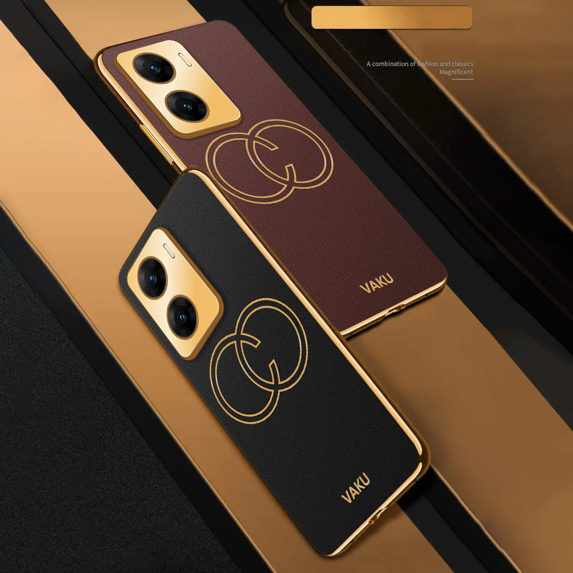 VakuĀ® Vivo V29e 5G Skylar Leather Pattern Gold Electroplated Soft TPU Back Cover - Image 8