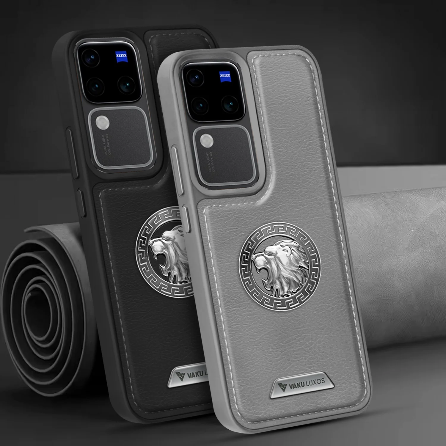 Vaku ® Vivo V30 5G Regal Shield Metal Lion Engraved Leather Back Cover - Image 10