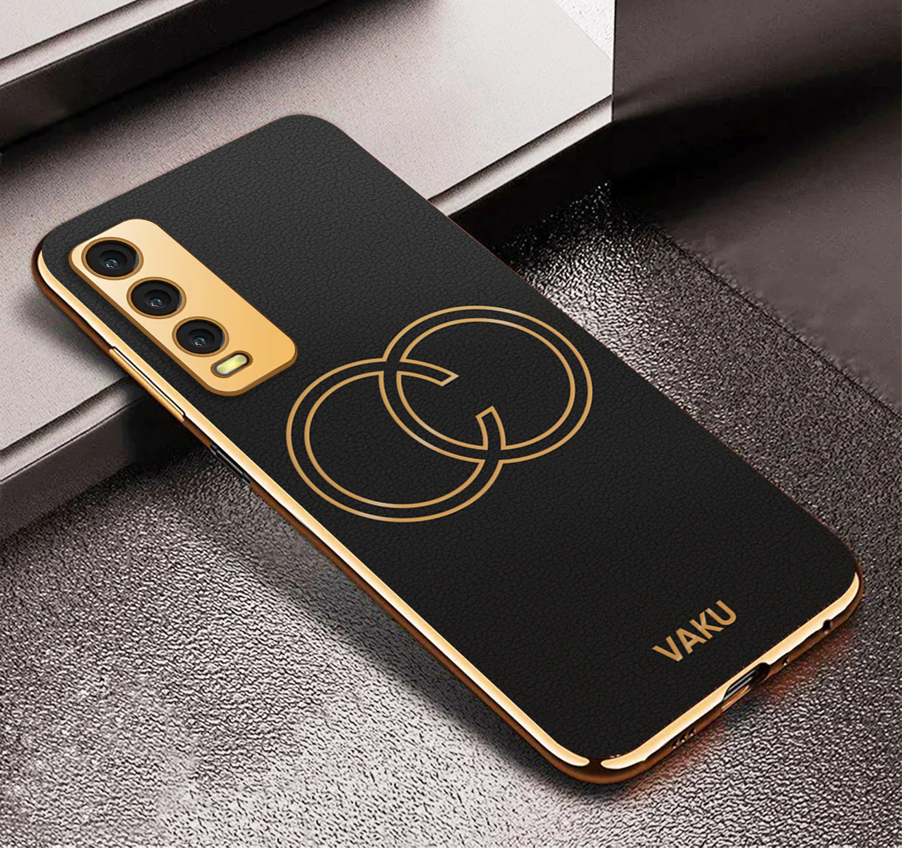 VakuĀ® Vivo Y20 Skylar Leather Pattern Gold Electroplated Soft TPU Back Cover - Image 11