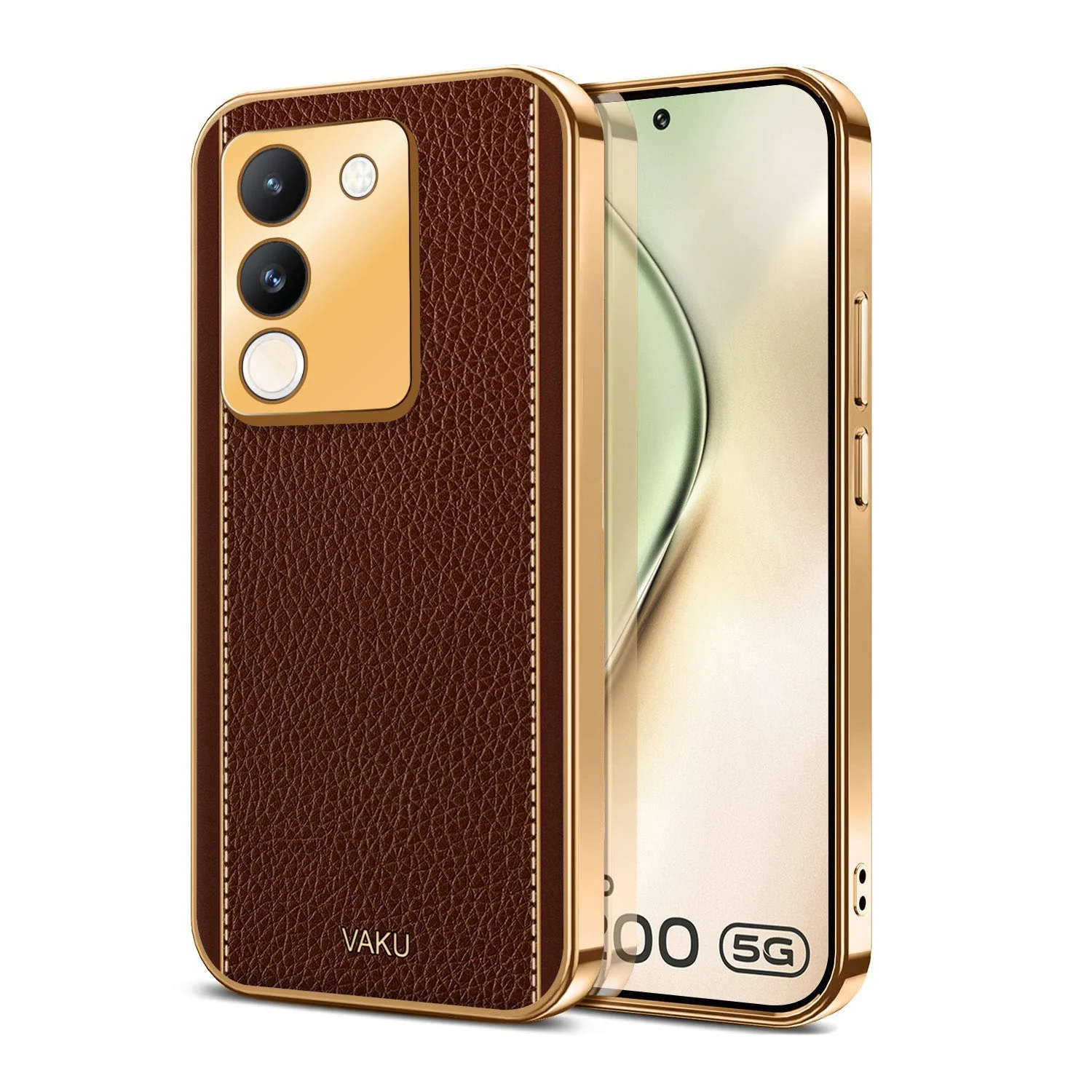 VakuĀ® Vivo Y200 5G Luxemberg Leather Pattern Gold Electroplated Soft TPU Back Cover - Image 6