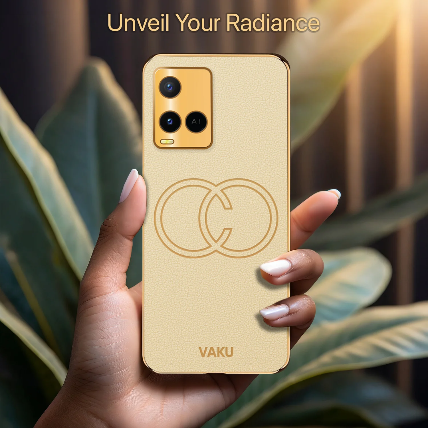 VakuĀ® Vivo Y21 Skylar Leather Pattern Gold Electroplated Soft TPU Back Cover - Image 14