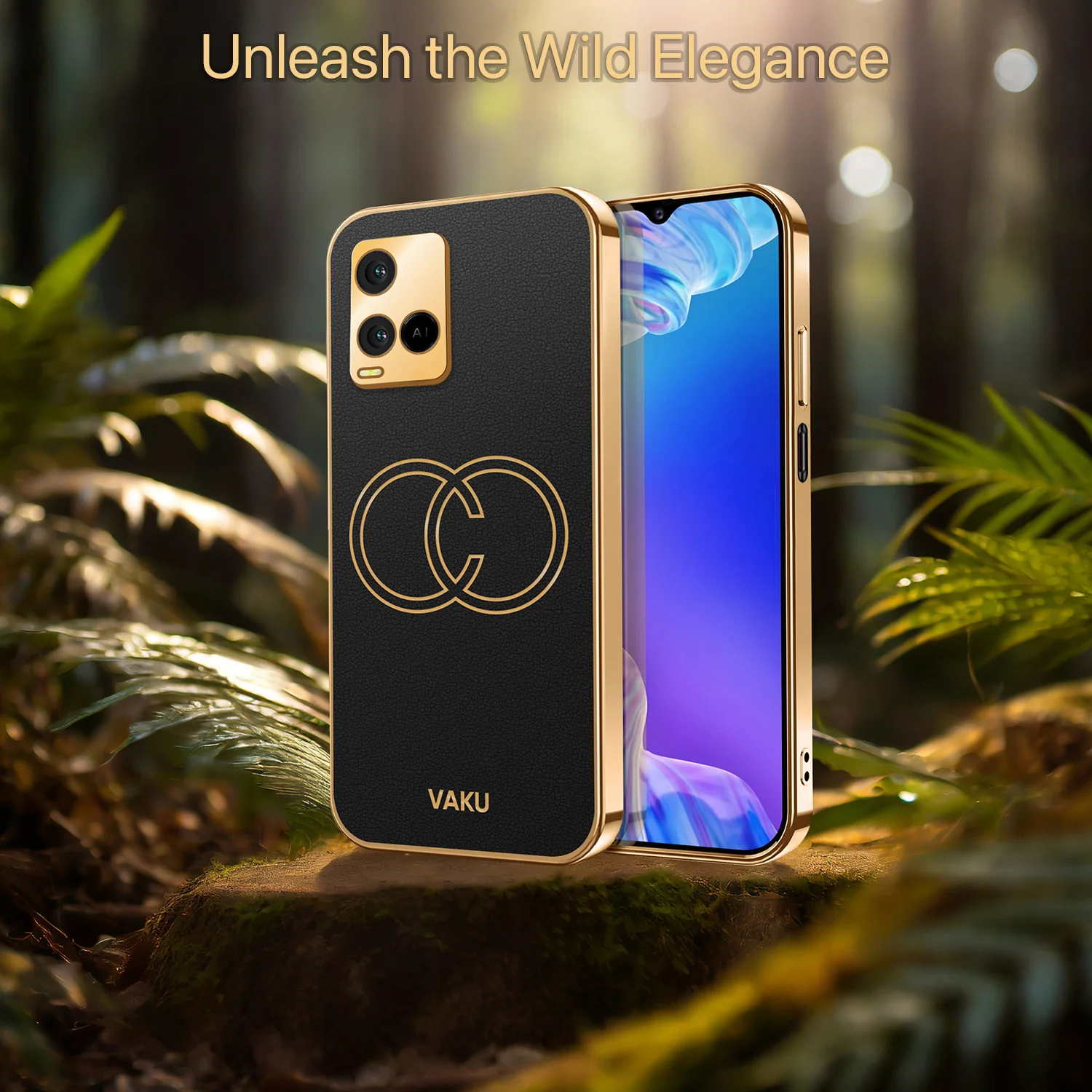 VakuĀ® Vivo Y21e Skylar Leather Pattern Gold Electroplated Soft TPU Back Cover - Image 10