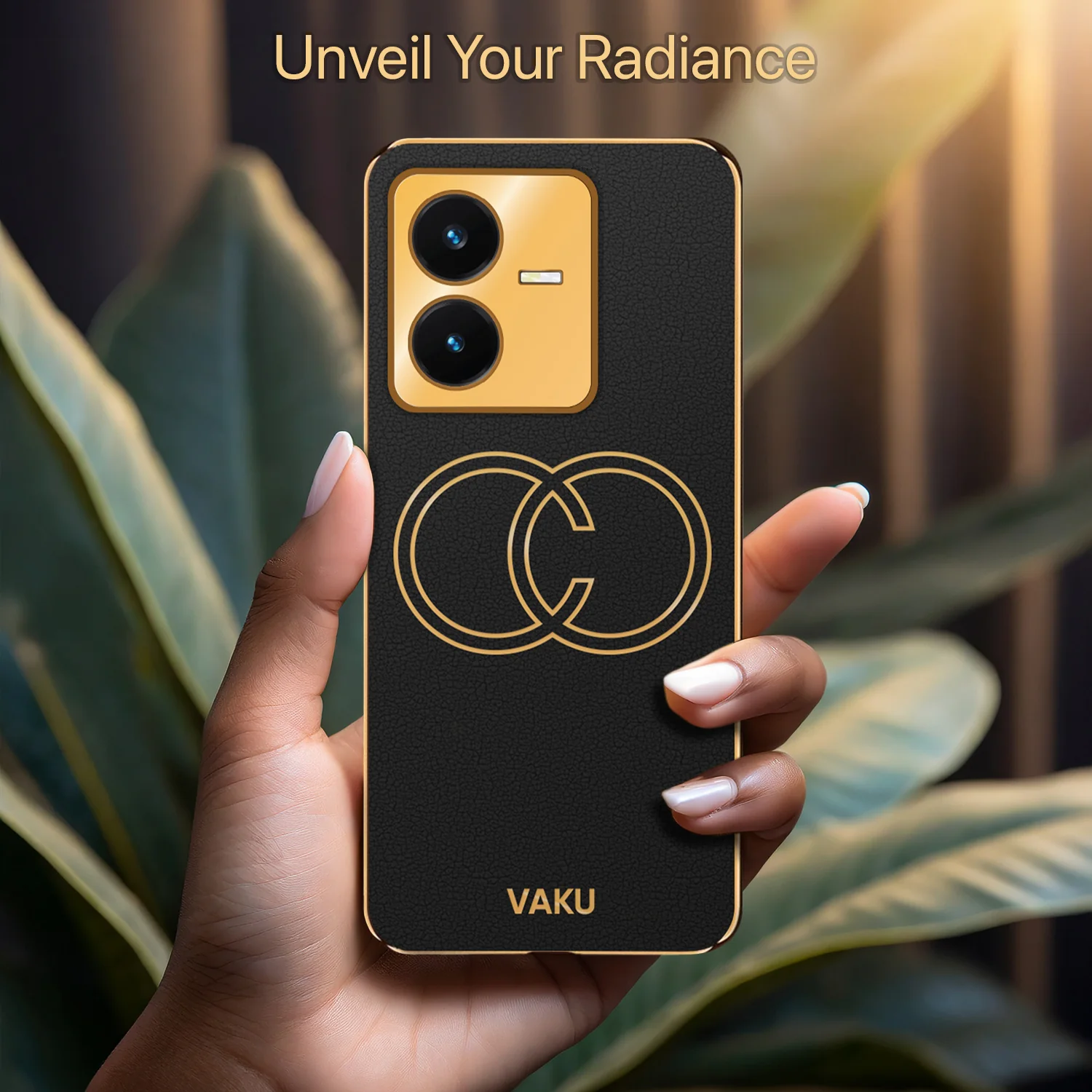 VakuĀ® Vivo Y22 Skylar Leather Pattern Gold Electroplated Soft TPU Back Cover - Image 14