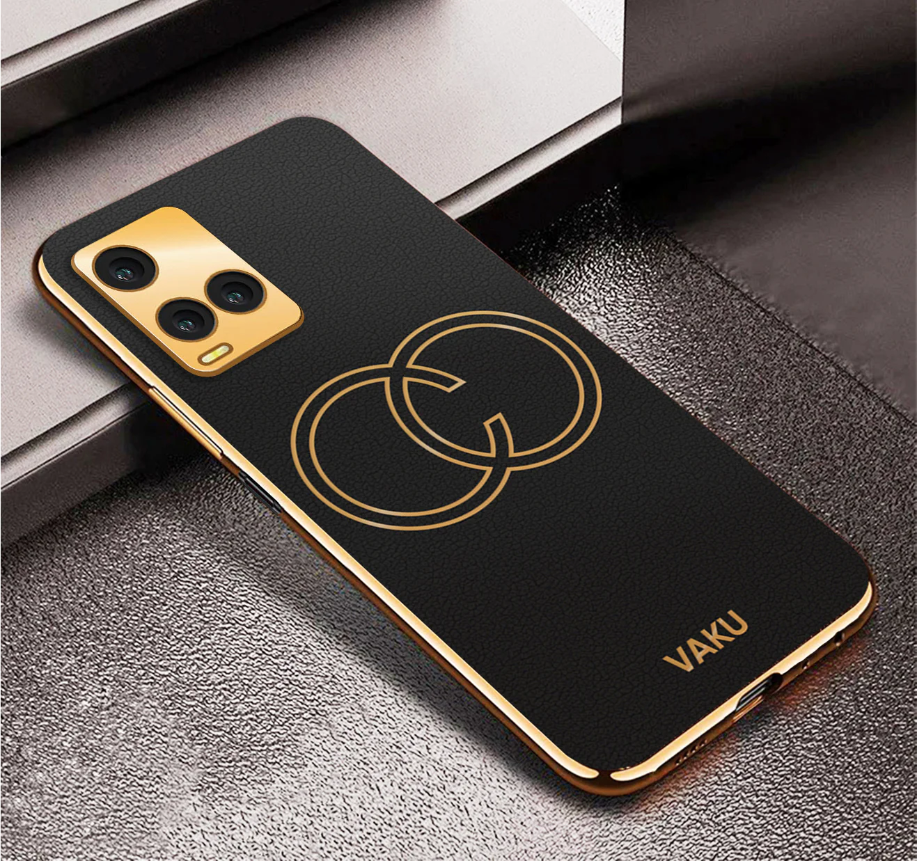 VakuĀ® Vivo Y33s Skylar Leather Pattern Gold Electroplated Soft TPU Back Cover - Image 17