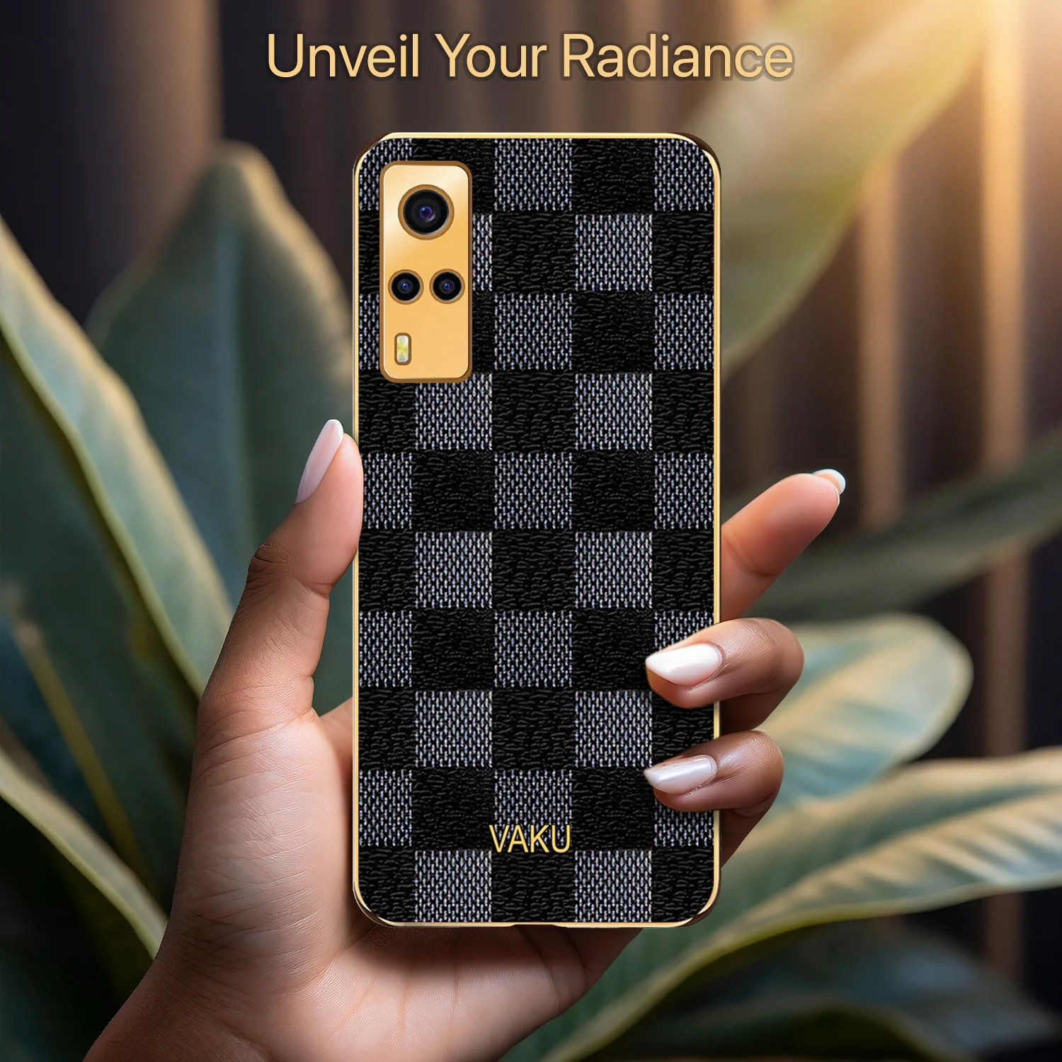Vaku® Vivo Y53s Cheron Leather Electroplated Soft TPU Back Cover - Image 4
