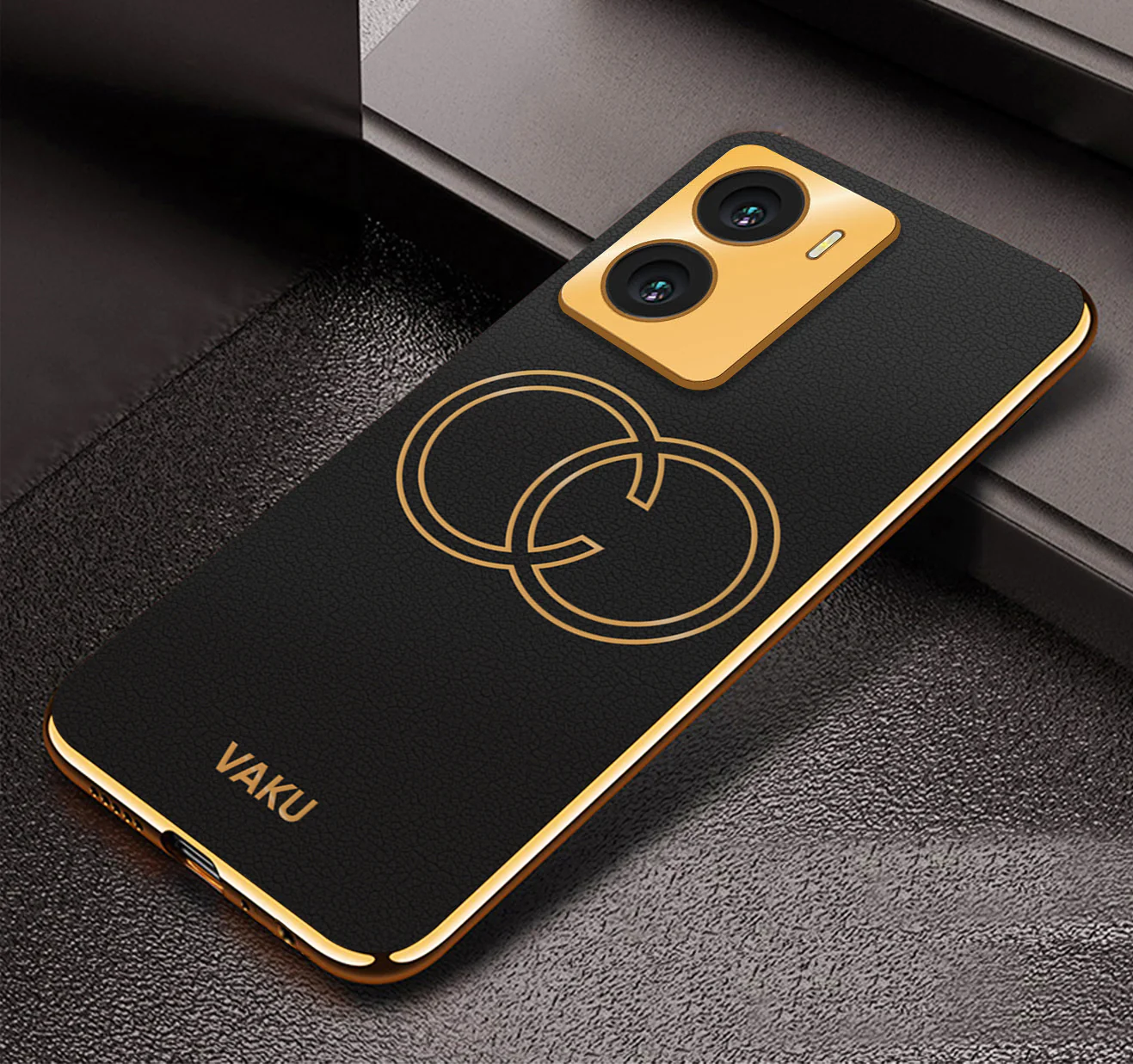 Vaku ® Vivo Y56 Skylar Leather Pattern Gold Electroplated Soft TPU Back Cover - Image 6