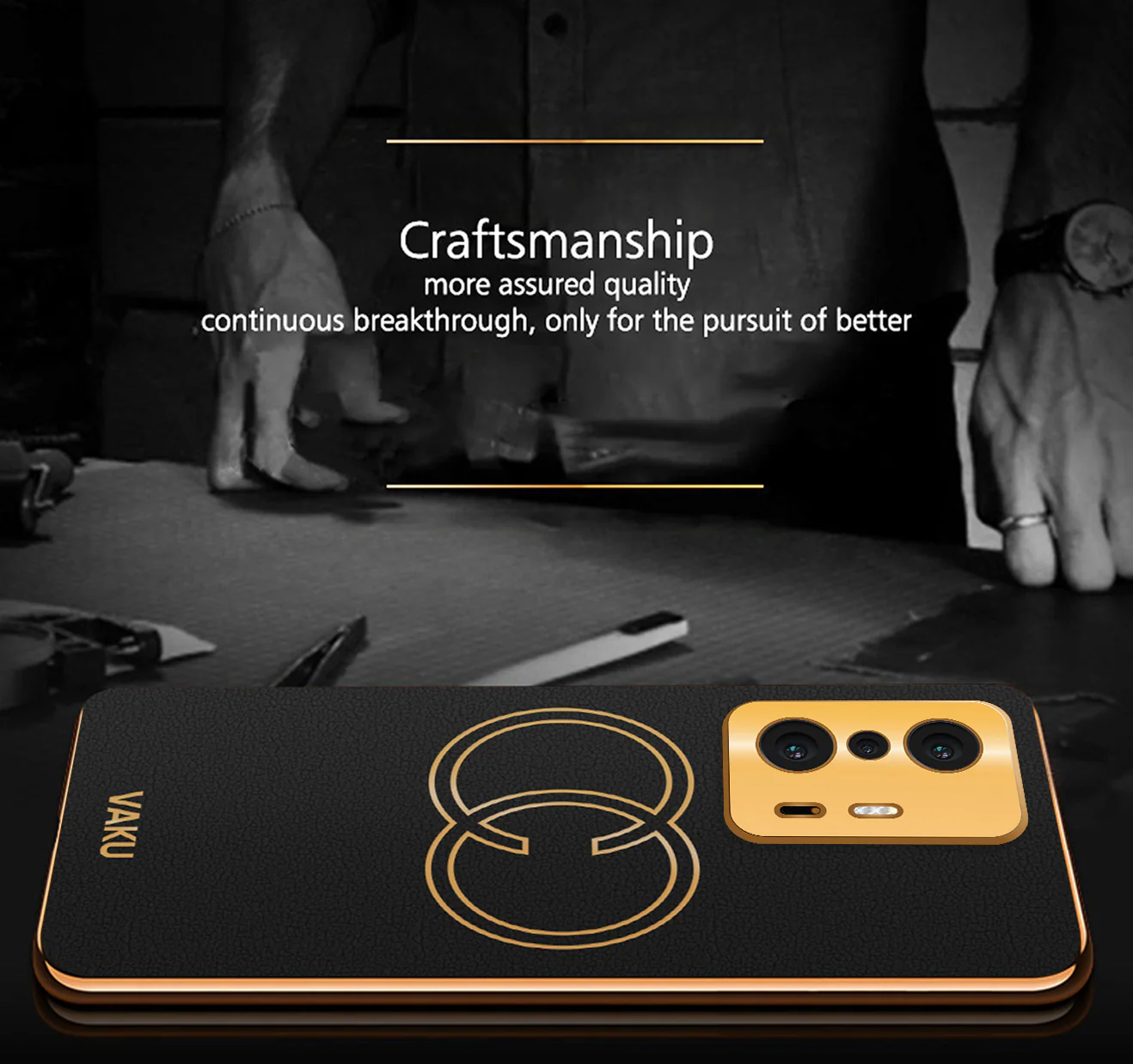 VakuĀ® Xiaomi 11T Pro 5G Skylar Leather Pattern Gold Electroplated Soft TPU Back Cover - Image 3