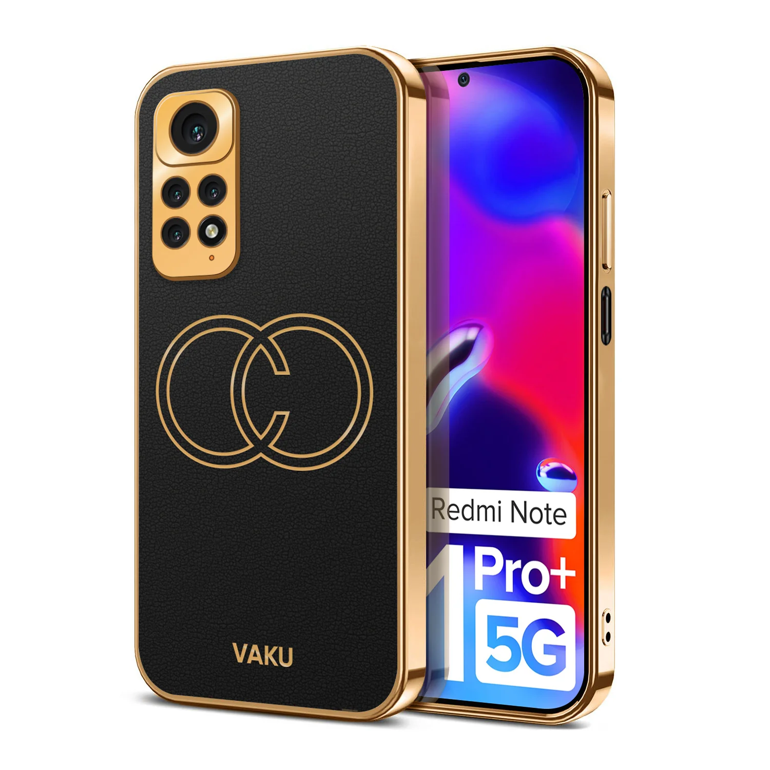 VakuĀ® Xiaomi Redmi 10 Prime Skylar Series Leather Stitched Gold Electroplated Soft TPU Back Cover - Image 5