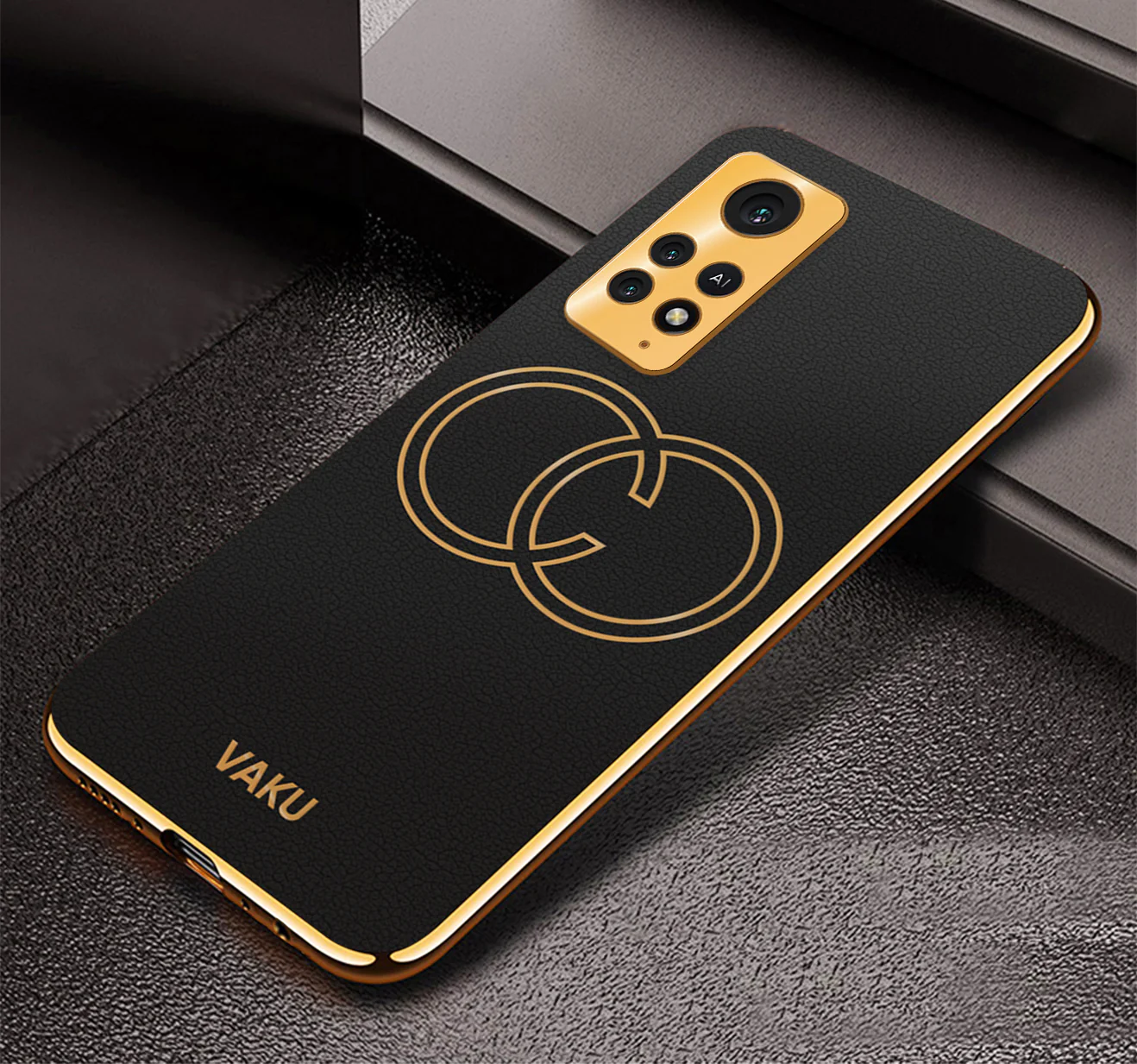 Vaku® Xiaomi Redmi Note 11 Pro 4G Skylar Leather Pattern Gold Electroplated Soft TPU Back Cover - Image 7