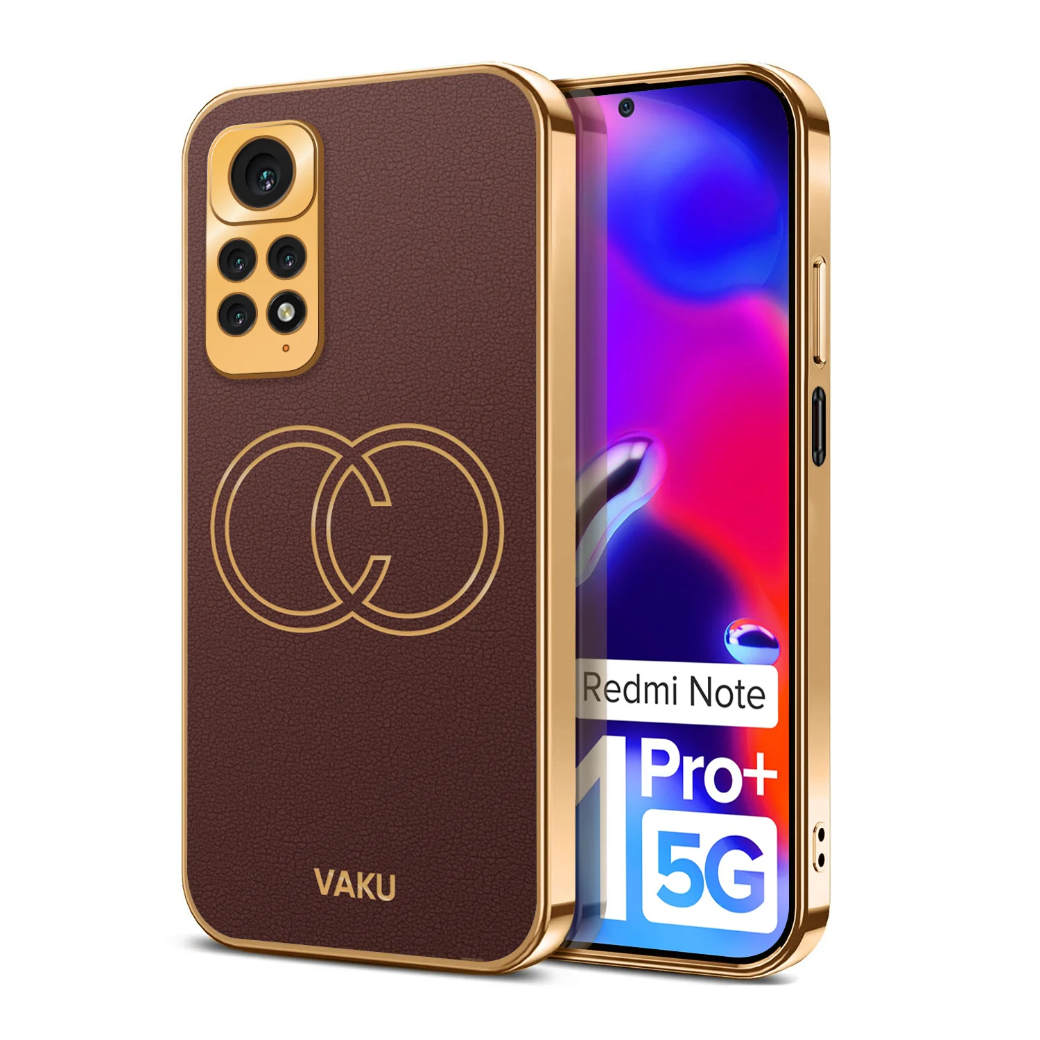Vaku® Xiaomi Redmi Note 11 Pro Plus 5G Skylar Leather Pattern Gold Electroplated Soft TPU Back Cover - Image 13