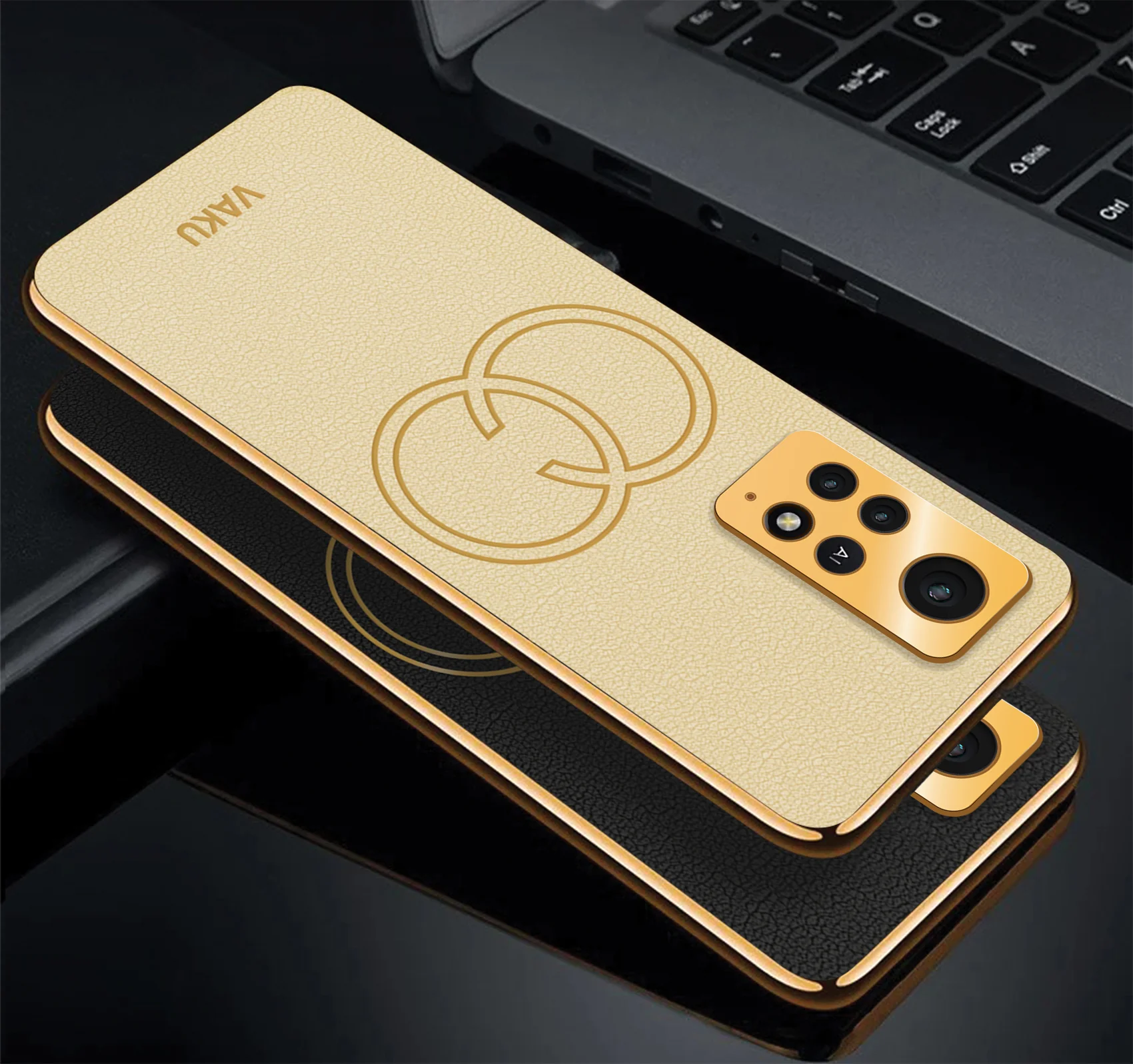 Vaku® Xiaomi Redmi Note 11 Pro Plus 5G Skylar Leather Pattern Gold Electroplated Soft TPU Back Cover - Image 3