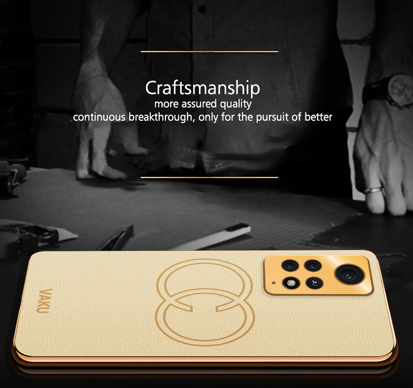 VakuĀ® Xiaomi Redmi Note 11 Pro Skylar Leather Pattern Gold Electroplated Soft TPU Back Cover - Image 14