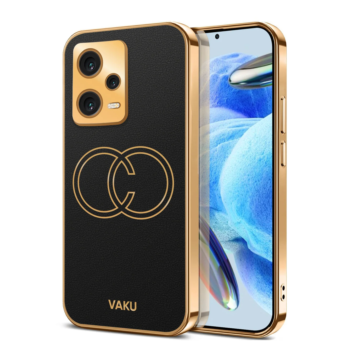 Vaku® Xiaomi Redmi Note 12 Pro 5G Skylar Leather Pattern Gold Electroplated Soft TPU Back Cover - Image 10