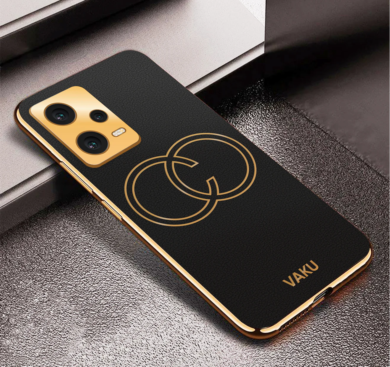 Vaku® Xiaomi Redmi Note 12 Pro 5G Skylar Leather Pattern Gold Electroplated Soft TPU Back Cover - Image 14