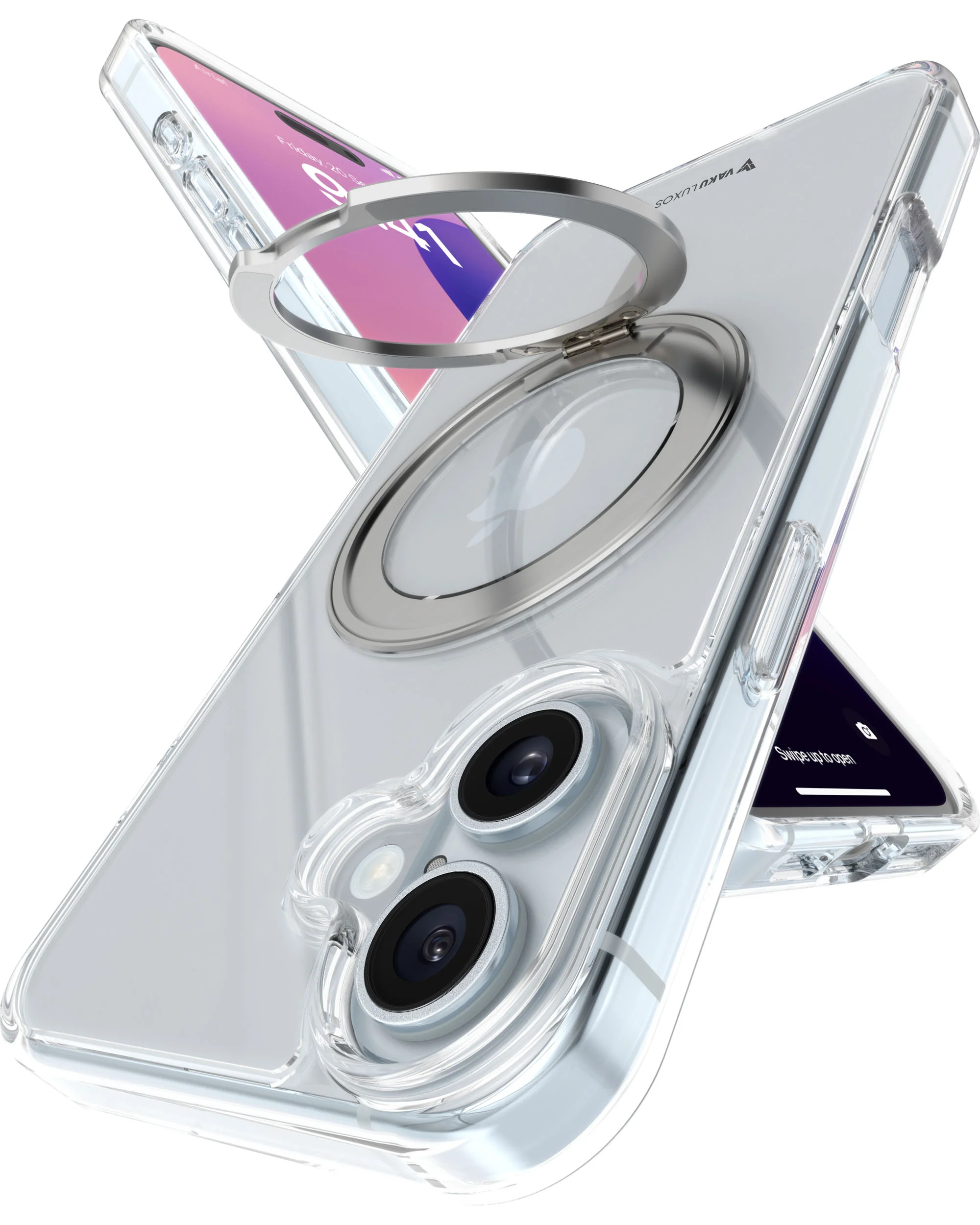 Vaku Luxos ® Apple iPhone 16 Plus Glassy Kickmag Military-Grade Back Cover