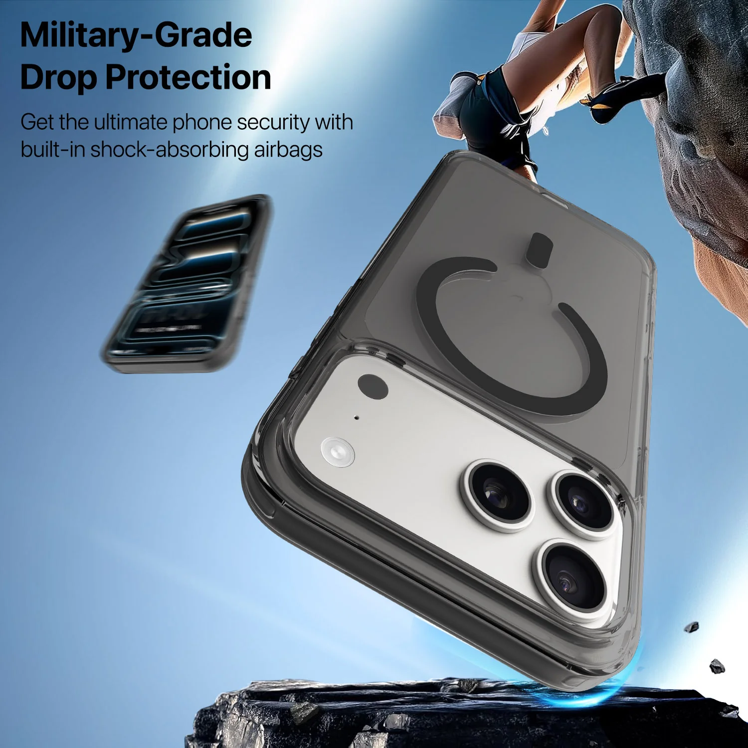 Vaku Luxos ® Apple iPhone 17 Pro Max Glassy Magpro Smokey Transparent Back Cover - Image 6