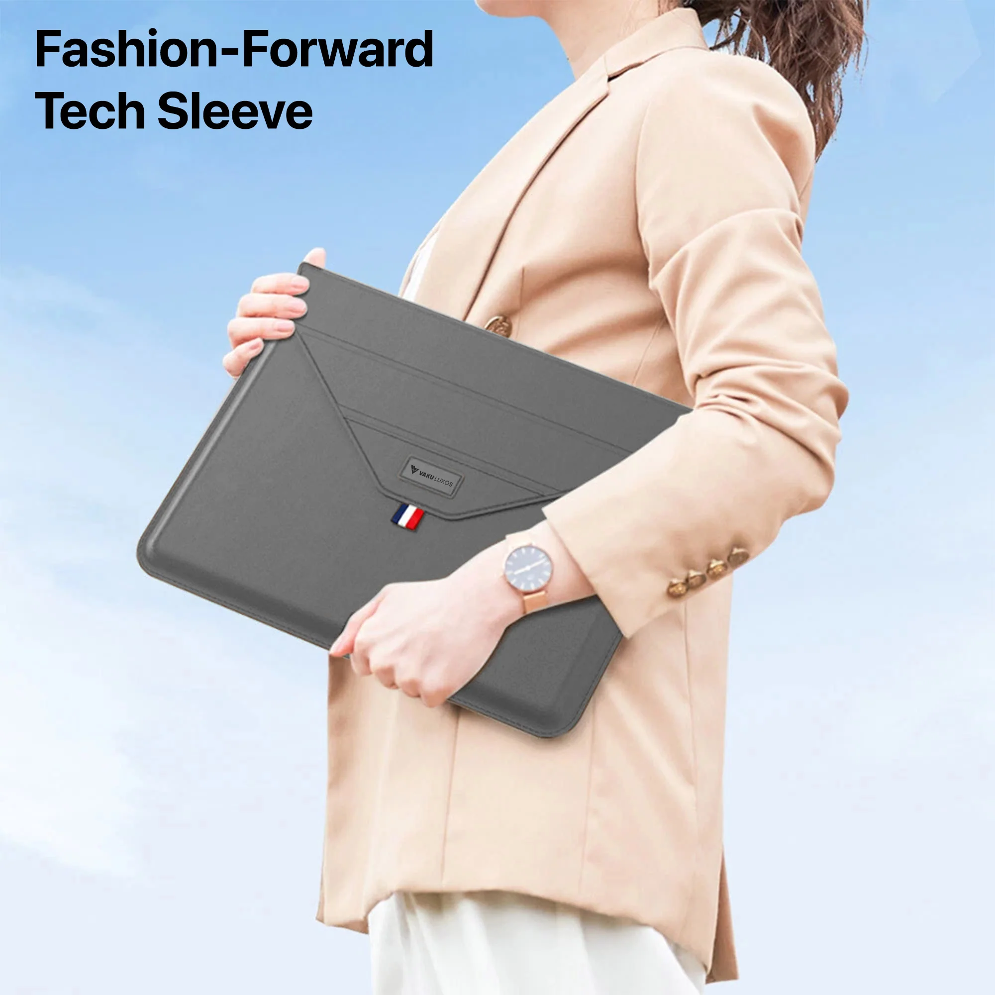 Vaku Luxos ® URBANMATE MacBook & Laptop Sleeve 15/15.6 Inch Vegan Leather Ultra-Thin Protection Sleeve - Image 6