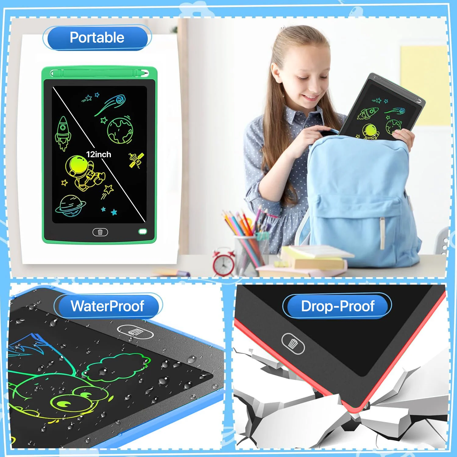 Vaku Luxos ® 12 Inch Rewritable LCD Writing Tablet Digital Slate Pad - Image 6