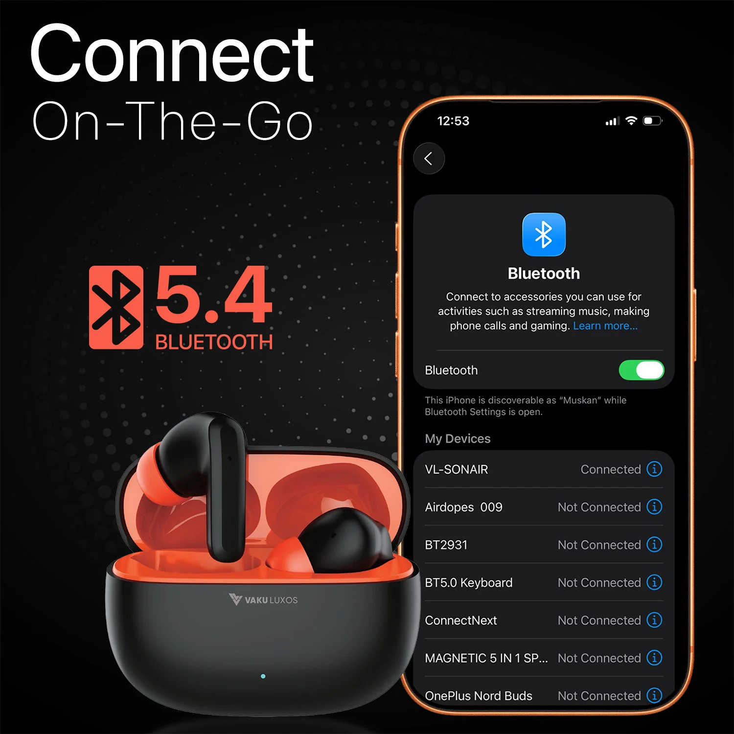 Vaku Luxos ® SONAIR True Wireless Earbuds with Smart Touch Controls - Image 6