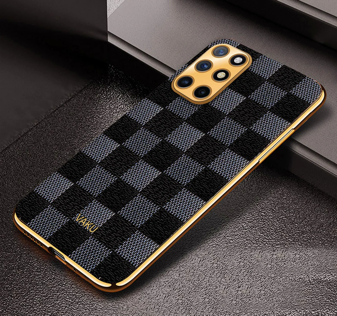 Vaku® OnePlus 9R Cheron Leather Electroplated Soft TPU Back Cover - Image 10