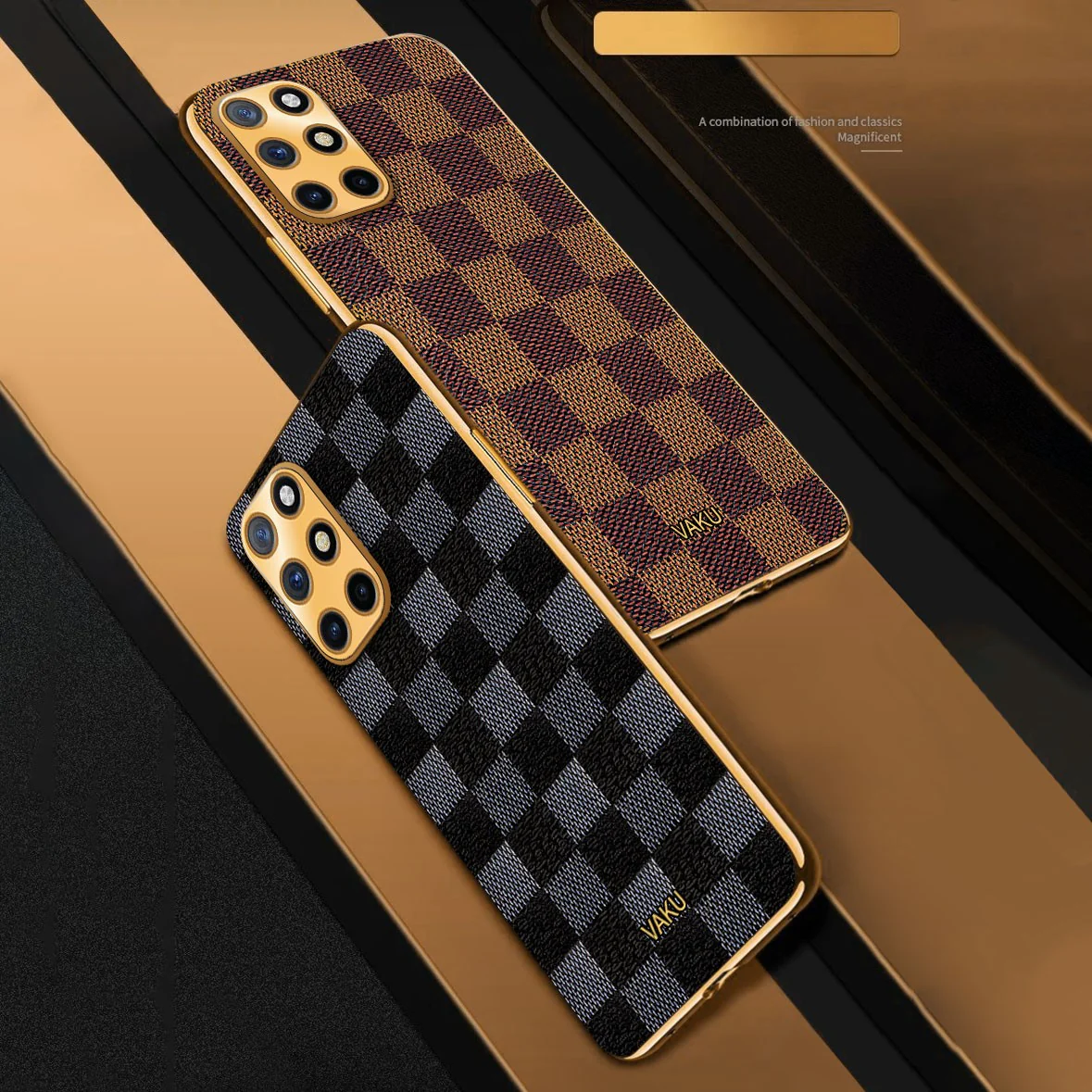 Vaku® OnePlus 9R Cheron Leather Electroplated Soft TPU Back Cover - Image 9