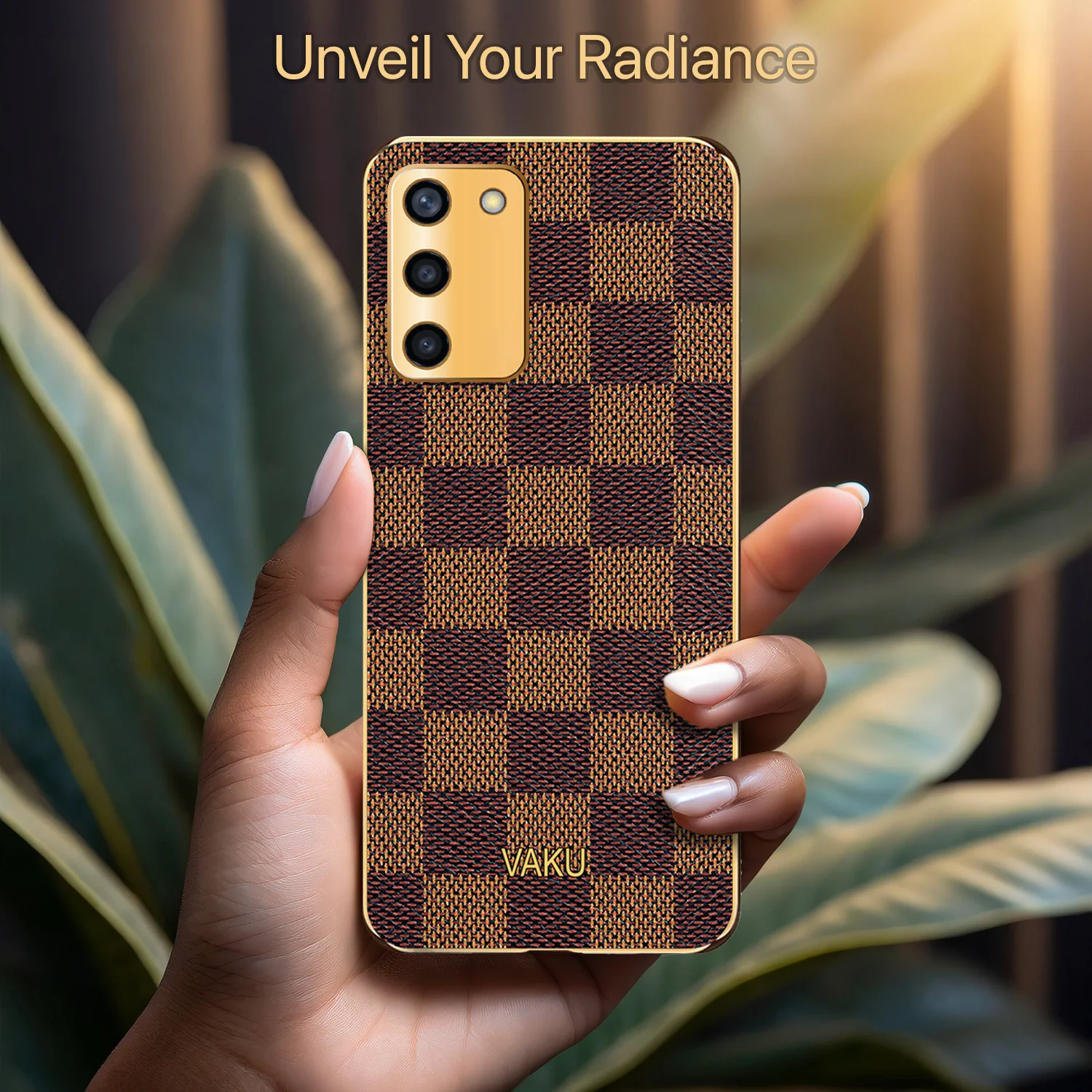 Vaku® Oppo A53s 5G Cheron Leather Electroplated Soft TPU Back Cover - Image 5