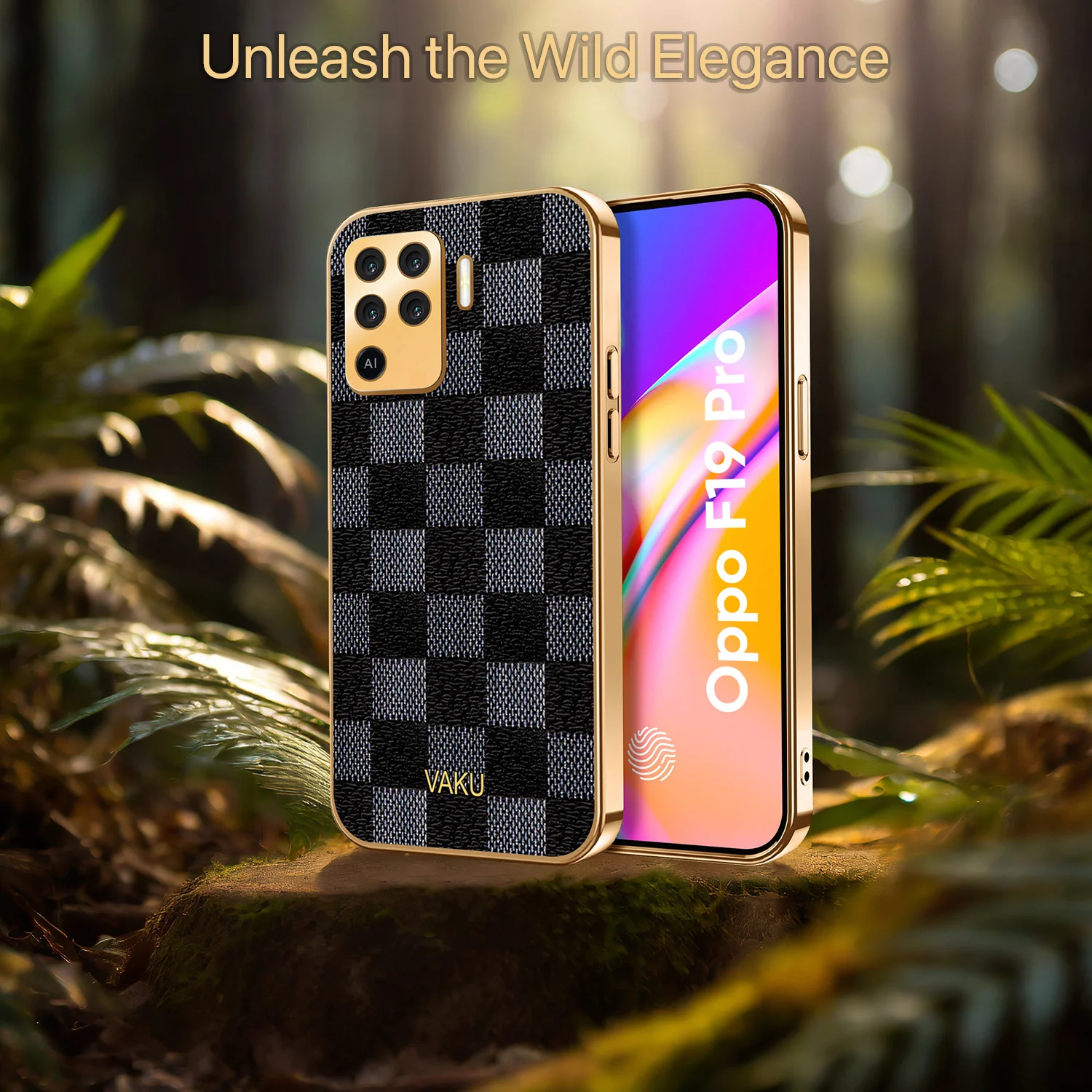Vaku® Oppo F19 Pro Cheron Leather Electroplated Soft TPU Back Cover - Image 6