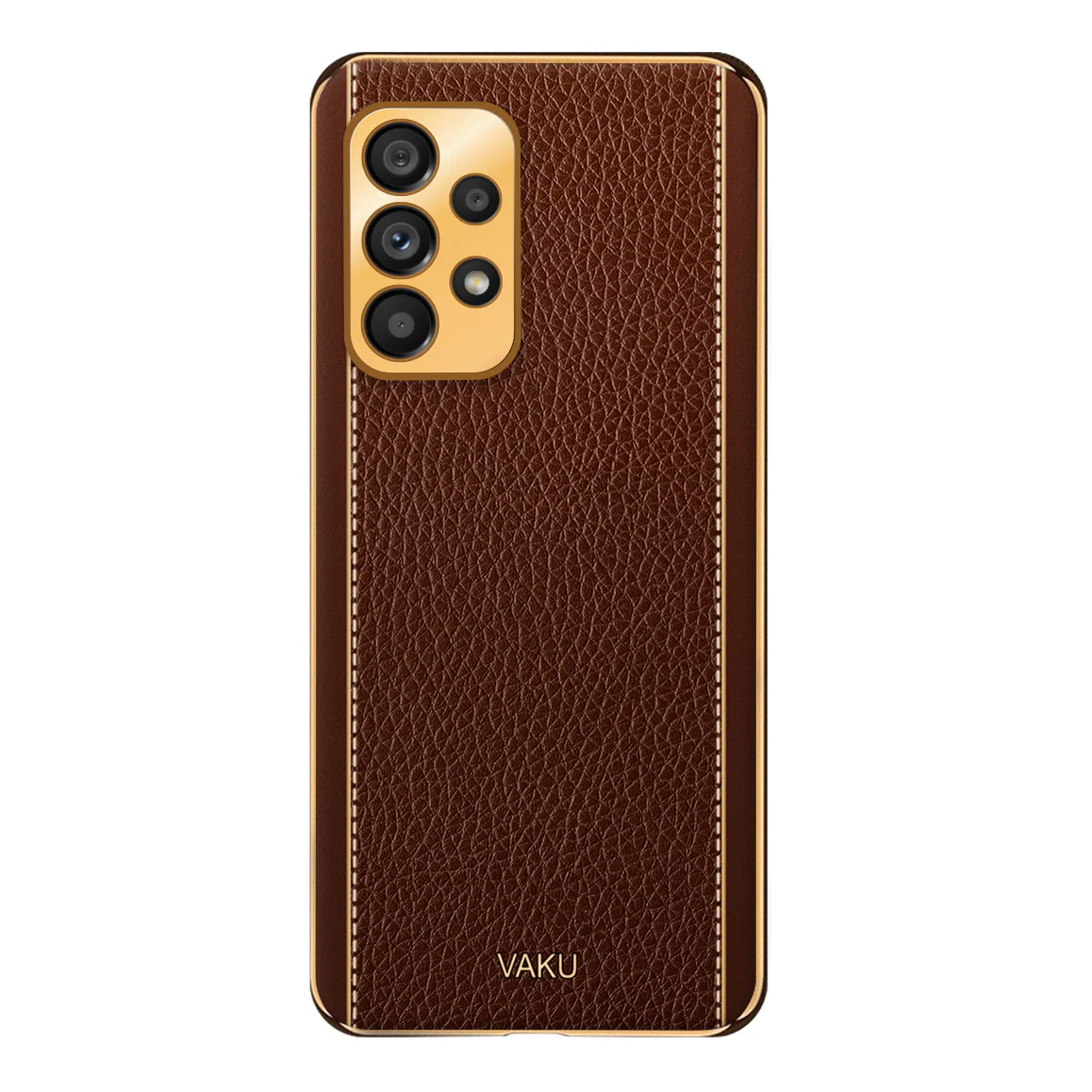 Vaku® Samsung Galaxy A23 Luxemberg Series Leather Stitched Gold Electroplated Soft TPU Back Cover - Image 15