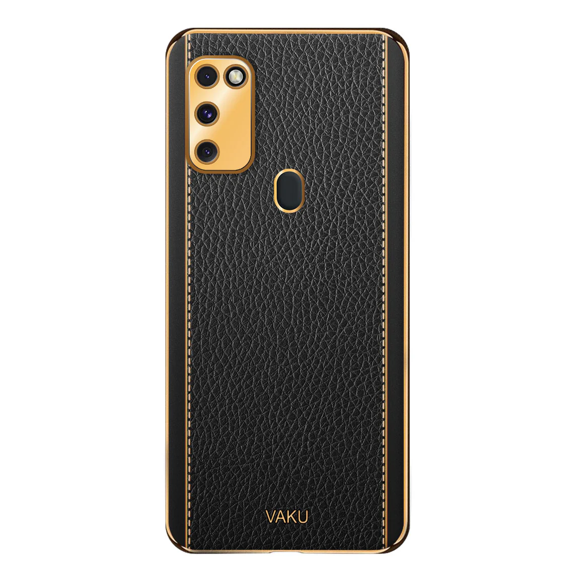 Vaku® Samsung Galaxy M30S Luxemberg Series Leather Stitched Gold Electroplated Soft TPU Back Cover - Image 12