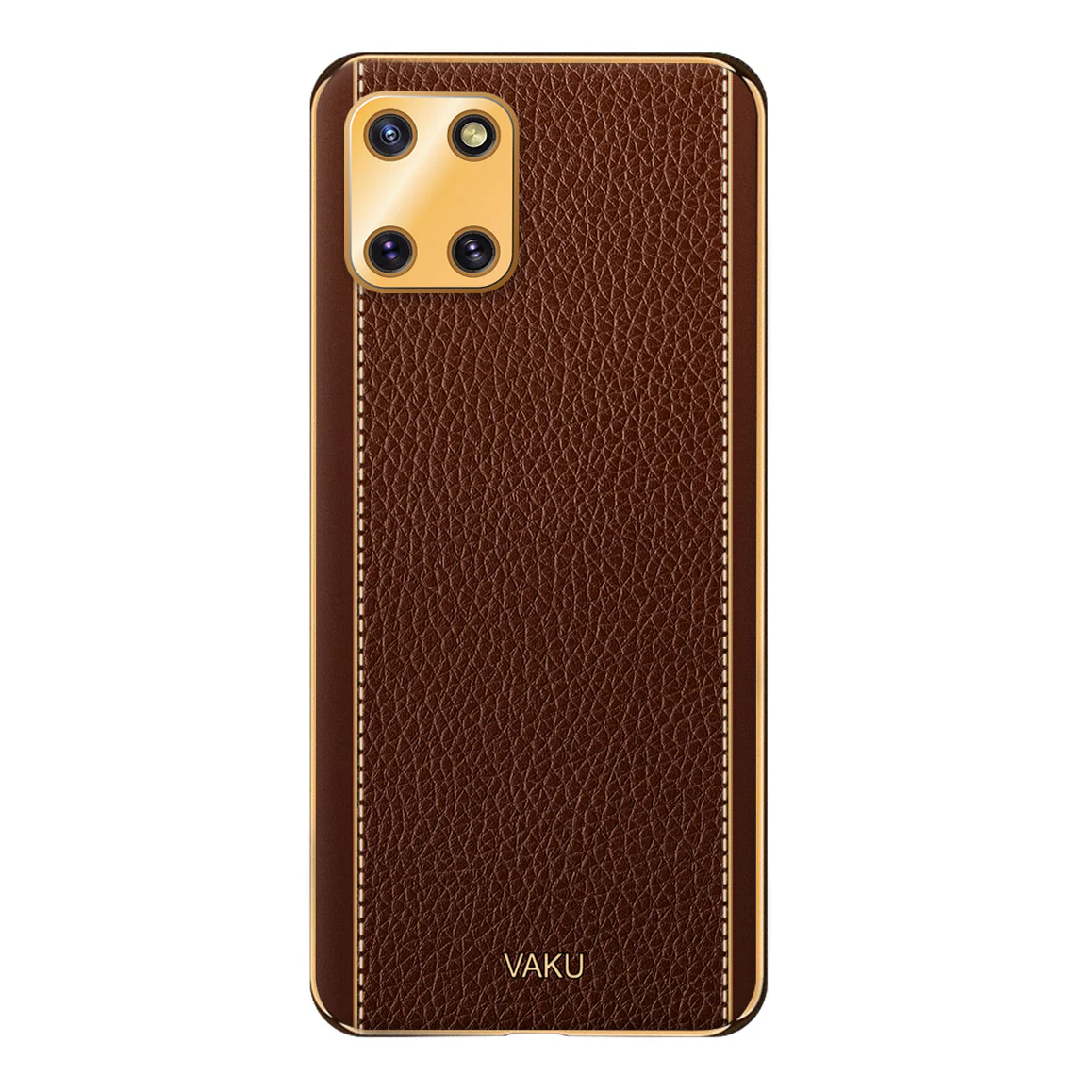 VakuĀ® Samsung Galaxy Note 10 Lite Luxemberg Series Leather Stitched Gold Electroplated Soft TPU Back Cover - Image 15