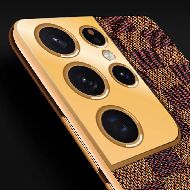 VakuĀ® Samsung Galaxy S21 Ultra Cheron Leather Electroplated Soft TPU Back Cover - Image 2