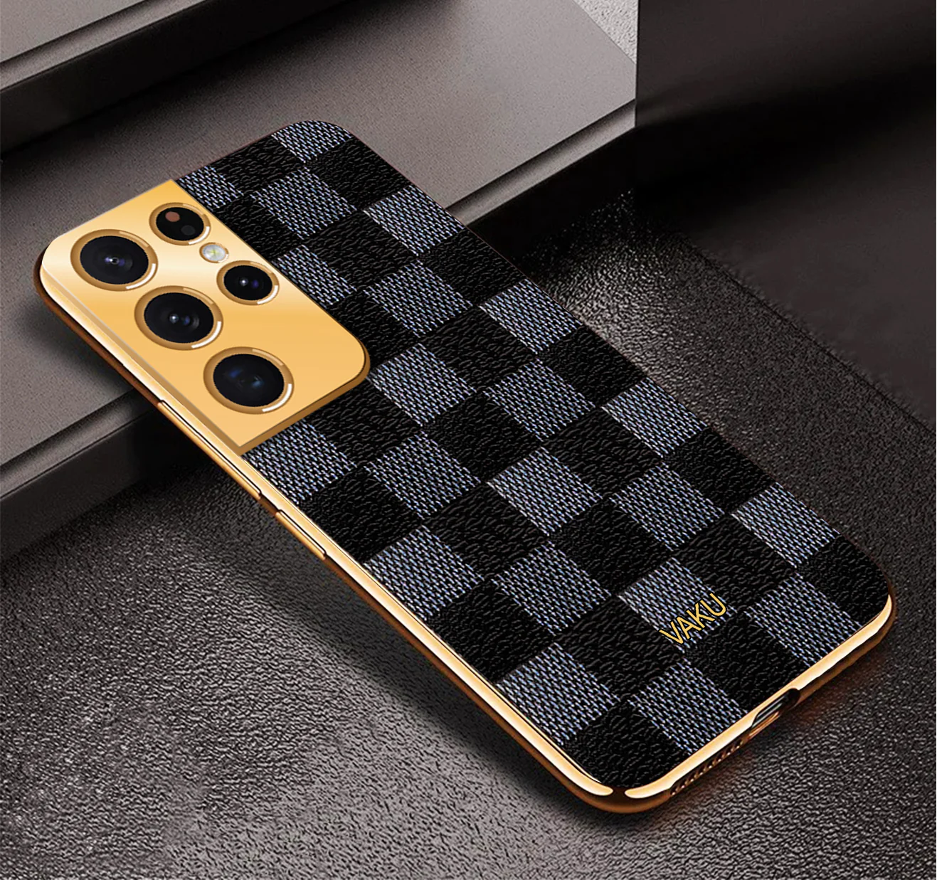 VakuĀ® Samsung Galaxy S21 Ultra Cheron Leather Electroplated Soft TPU Back Cover - Image 3