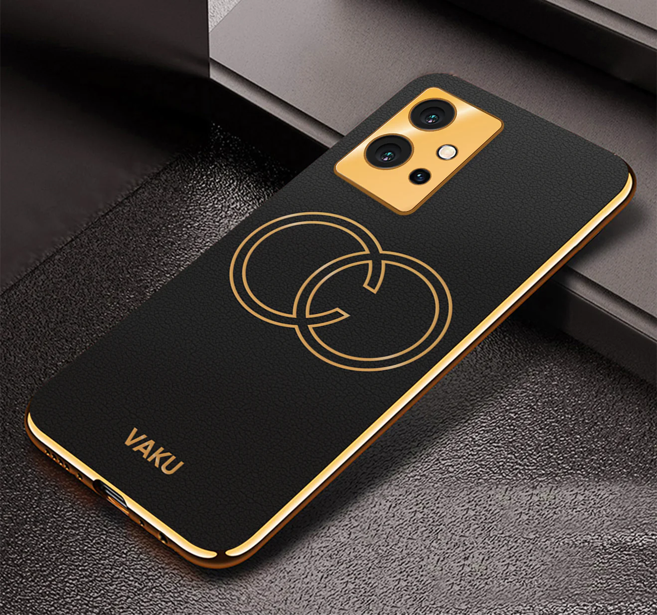 VakuĀ® Vivo T1 5G Skylar Leather Pattern Gold Electroplated Soft TPU Back Cover - Image 10