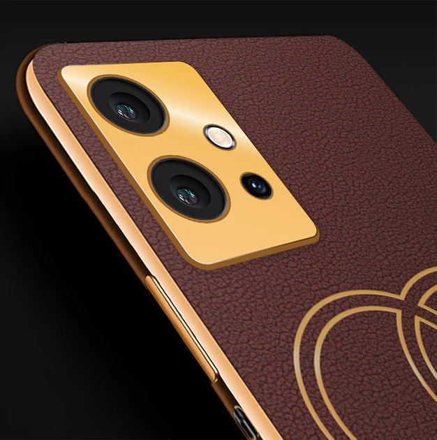 VakuĀ® Vivo T1 5G Skylar Leather Pattern Gold Electroplated Soft TPU Back Cover - Image 2