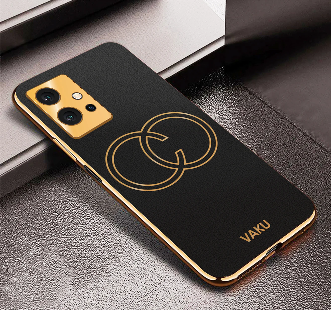 VakuĀ® Vivo T1 5G Skylar Leather Pattern Gold Electroplated Soft TPU Back Cover - Image 5