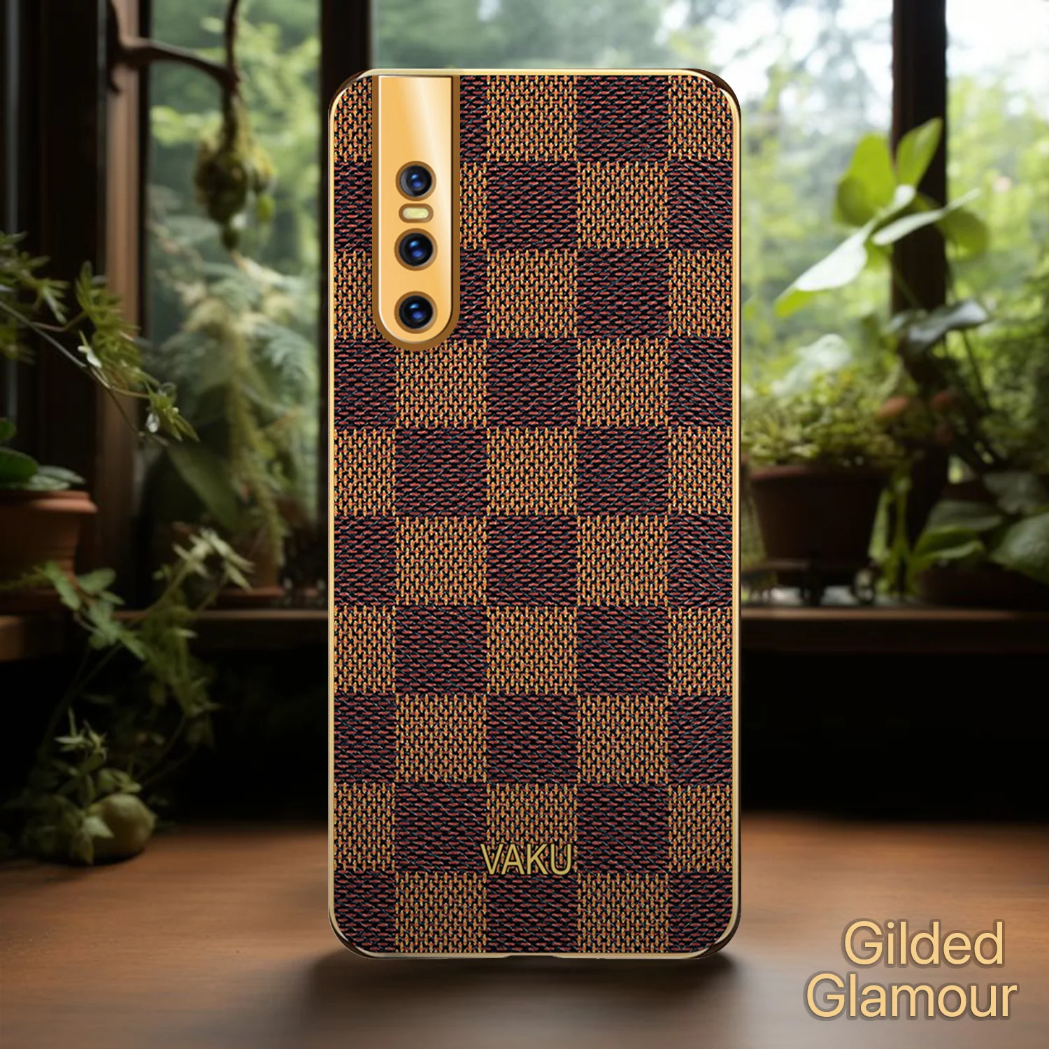 Vaku® Vivo V15 Pro Cheron Leather Electroplated Soft TPU Back Cover - Image 6