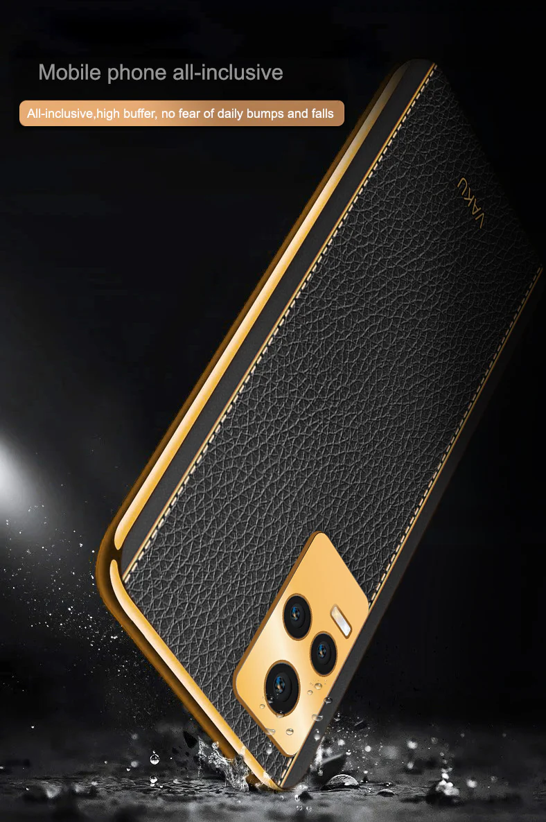 VakuĀ® Vivo Y73 Luxemberg Series Leather Stitched Gold Electroplated Soft TPU Back Cover - Image 15