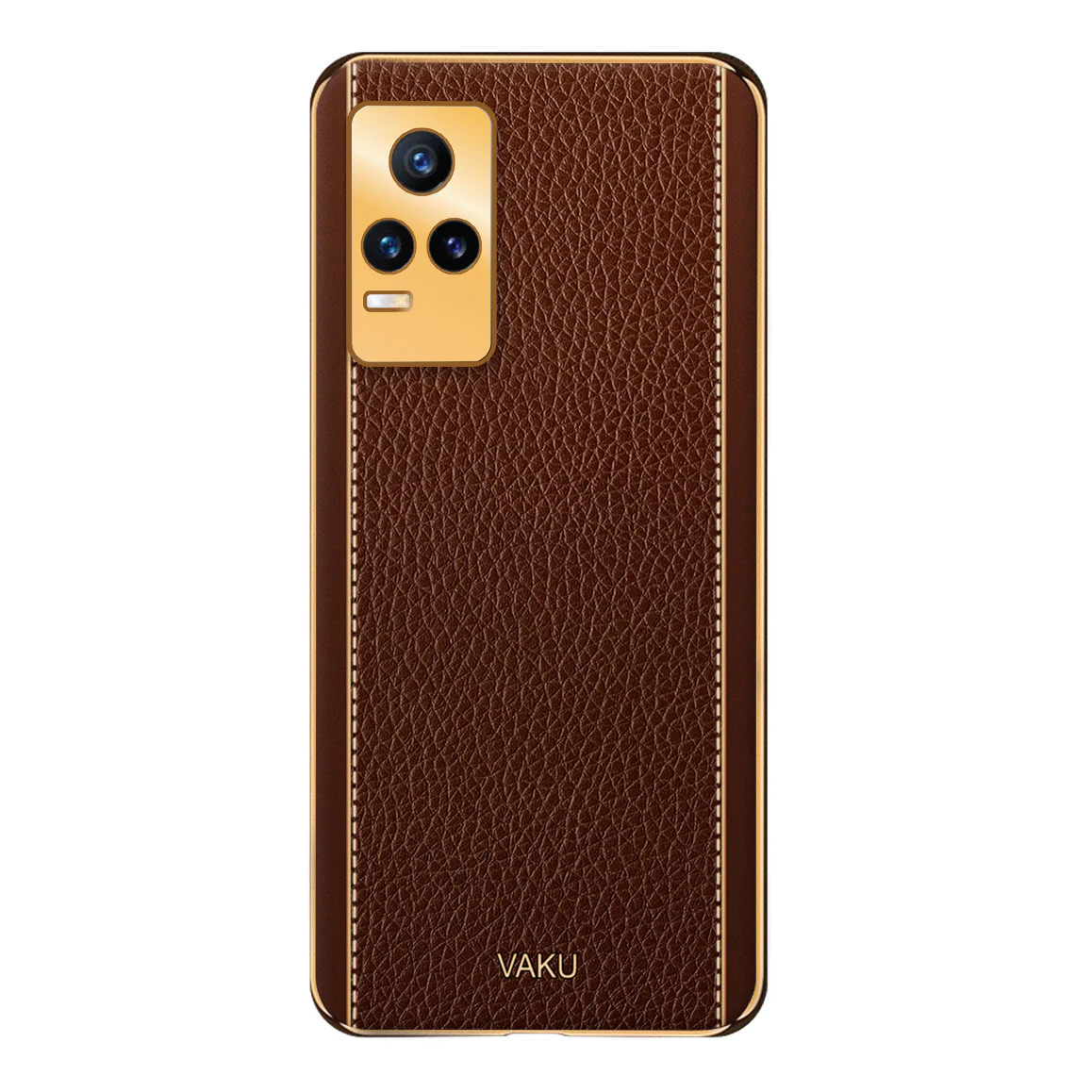 VakuĀ® Vivo Y73 Luxemberg Series Leather Stitched Gold Electroplated Soft TPU Back Cover - Image 5